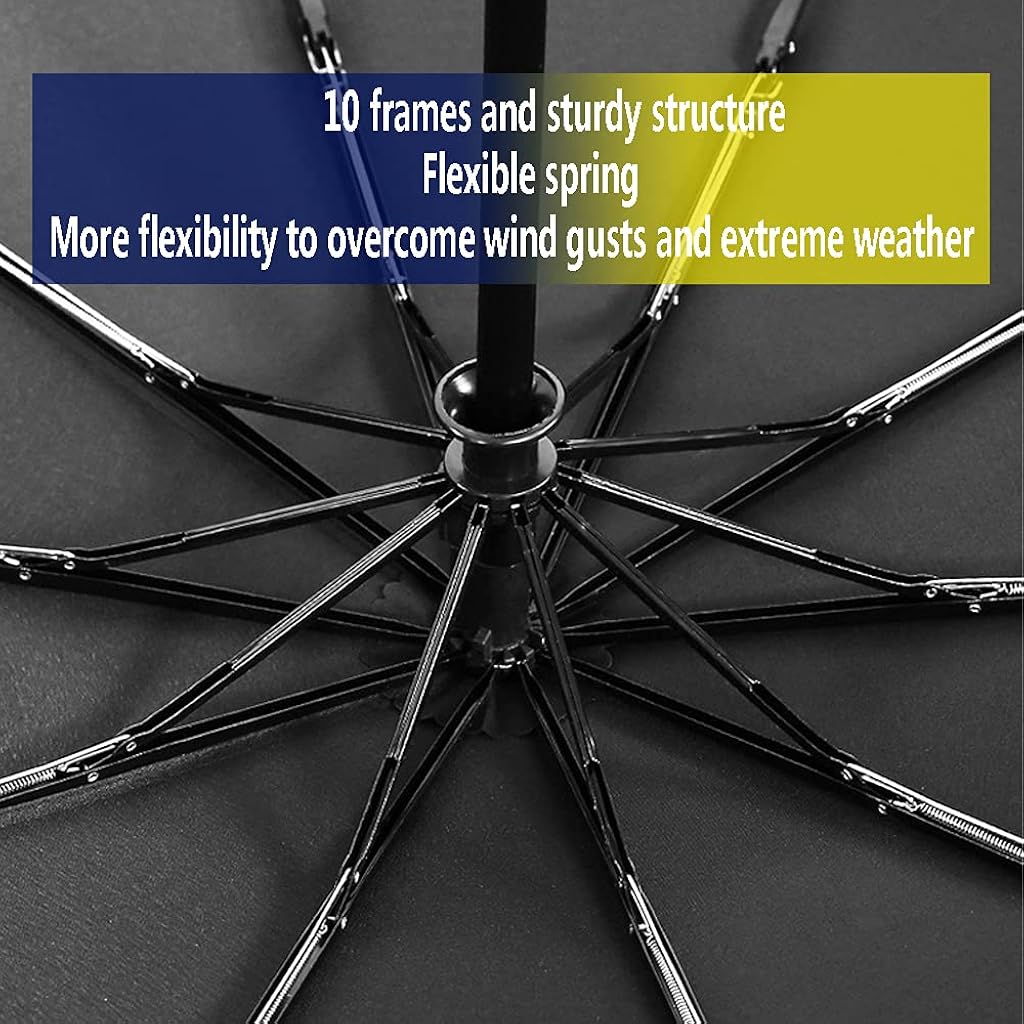 ZIBUYU® Big Umbrella For Rain&Sun Protection - Automatic Large Size Foldable Umbrella With Travel Cover For Man And Women Waterproof And Uv Resistant - 3 Fold Windproof Umbrell
