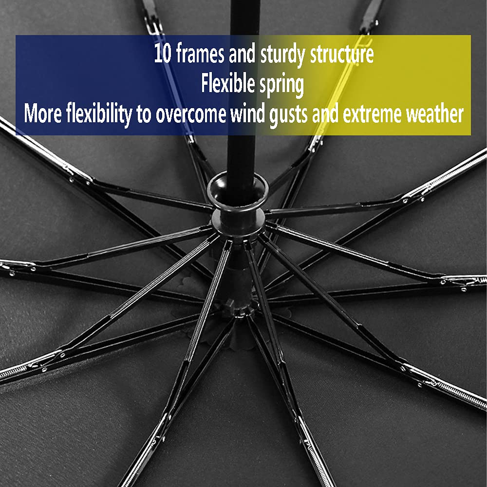 ZIBUYU Rain Umbrella for Men Women Big Size 3 Folds with Auto Open and Close Black Umbrella for Women, Men, Kids, Girls, Boys Sun Protection Umbrella All Season Use (23 inch) - 1 Pcs