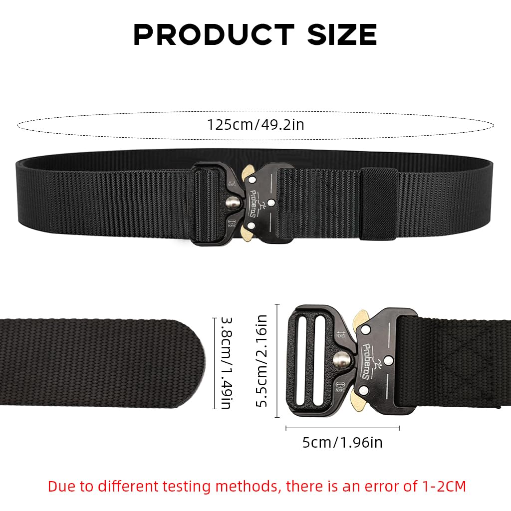 Proberos Tactical Belt for Men featuring Quick Release Metal Buckle and 125cm Nylon Strap