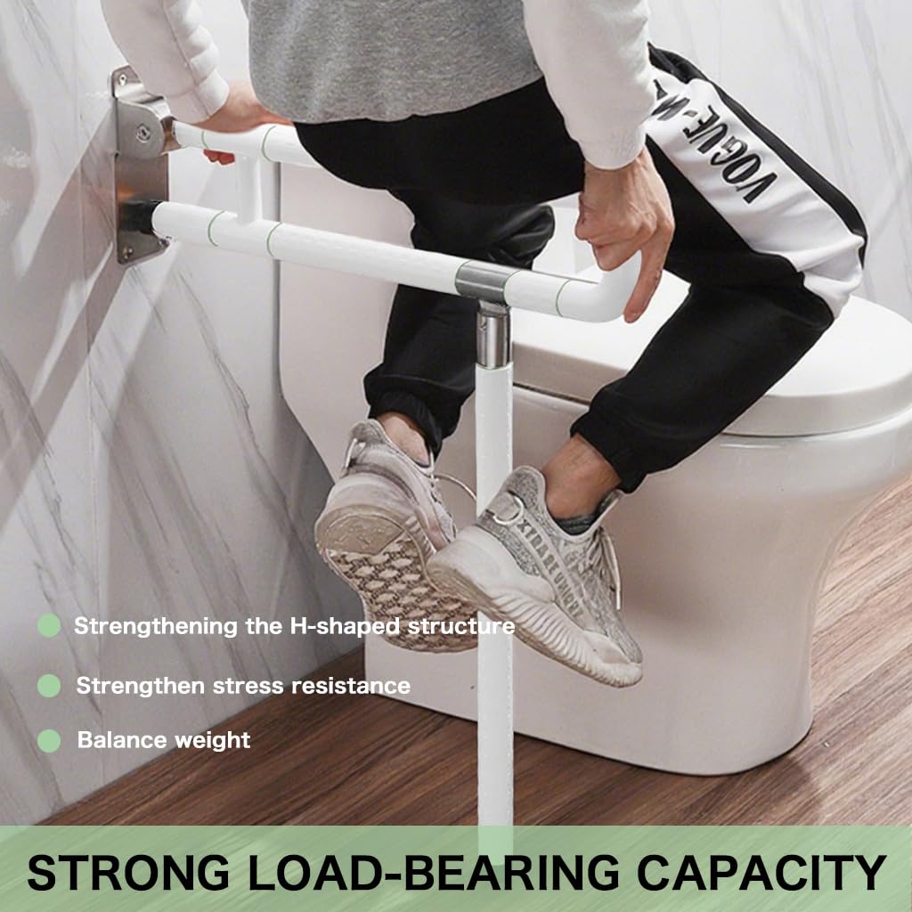 HANNEA Toilet Grab Bars for Bathroom 23.6 inch with Foldable U Design Aluminium Alloy Support for Seniors
