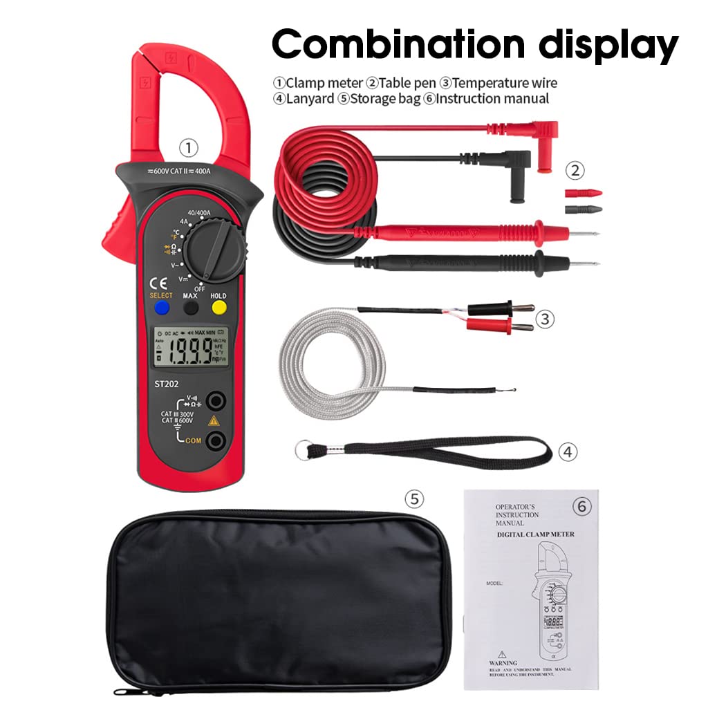 HASTHIP® ST201 Smart Digital Clamp Multimeter,Resistance Ohm Transistor Testers AC/DC Current,Voltmeter Lcr Clamp Meter