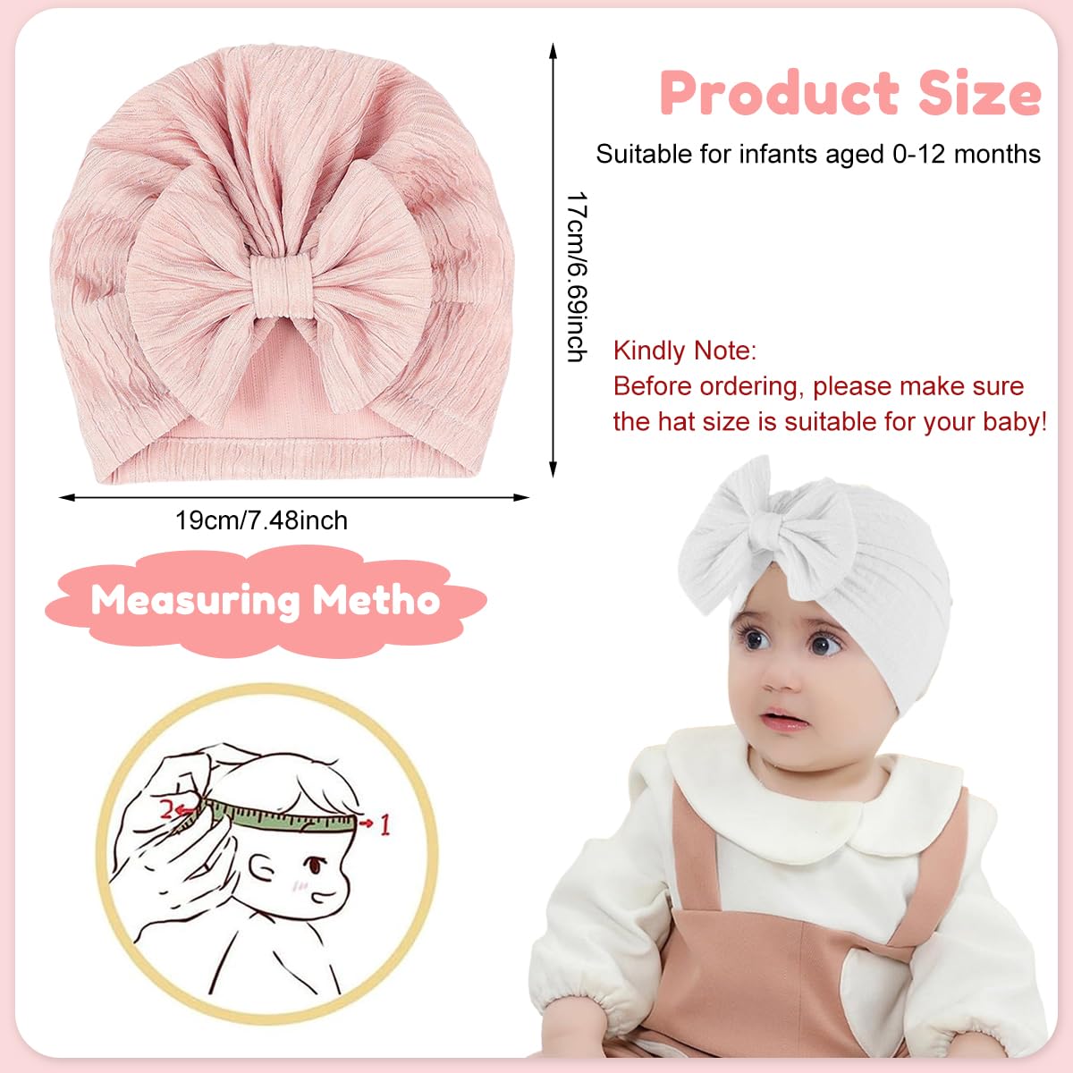 SNOWIE SOFT baby cap set for girls featuring crochet bow design and 9pcs 17x16cm hats | warm stretchy polyester for 3–18 month newborn gift