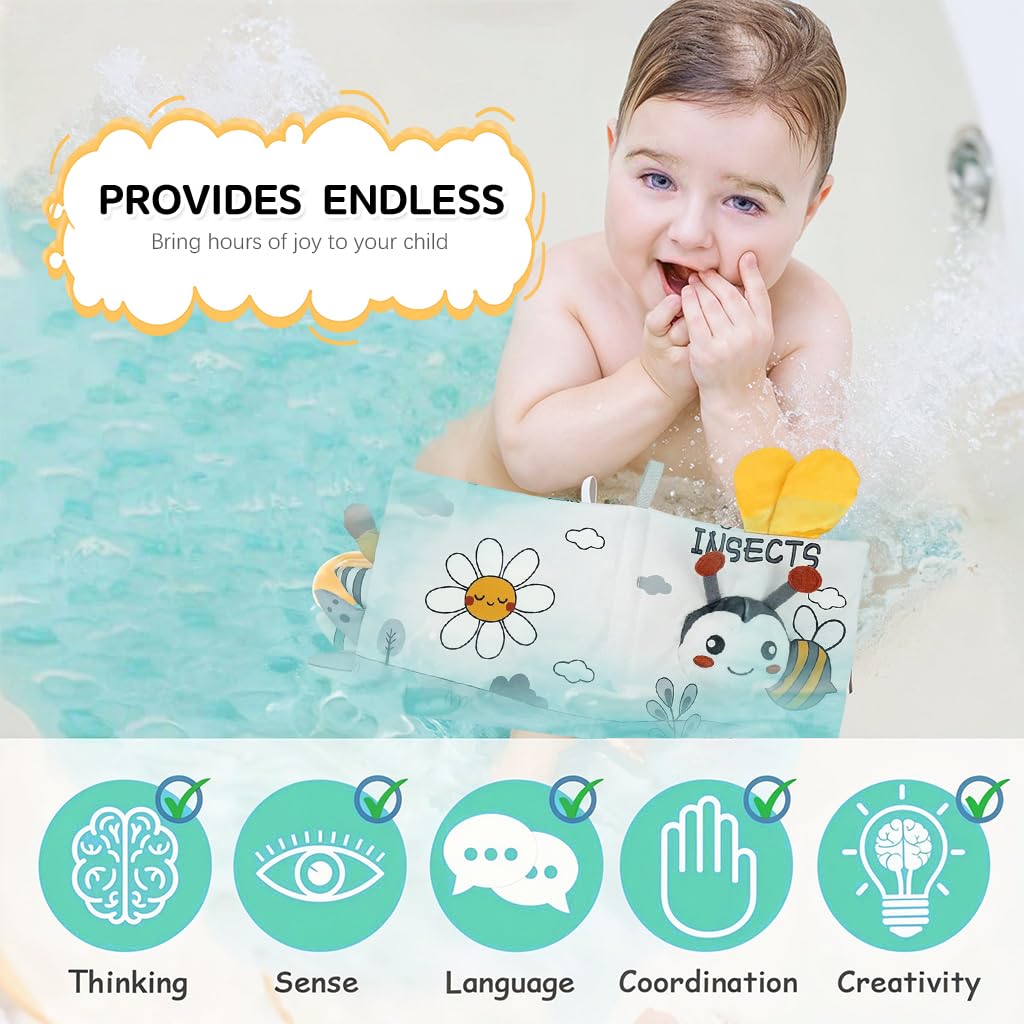 SNOWIE SOFT Crinkle Baby Cloth Books for Early Learning with Squeak and Crinkle Pages | Nontoxic Fabric Toy for 0–6 Months