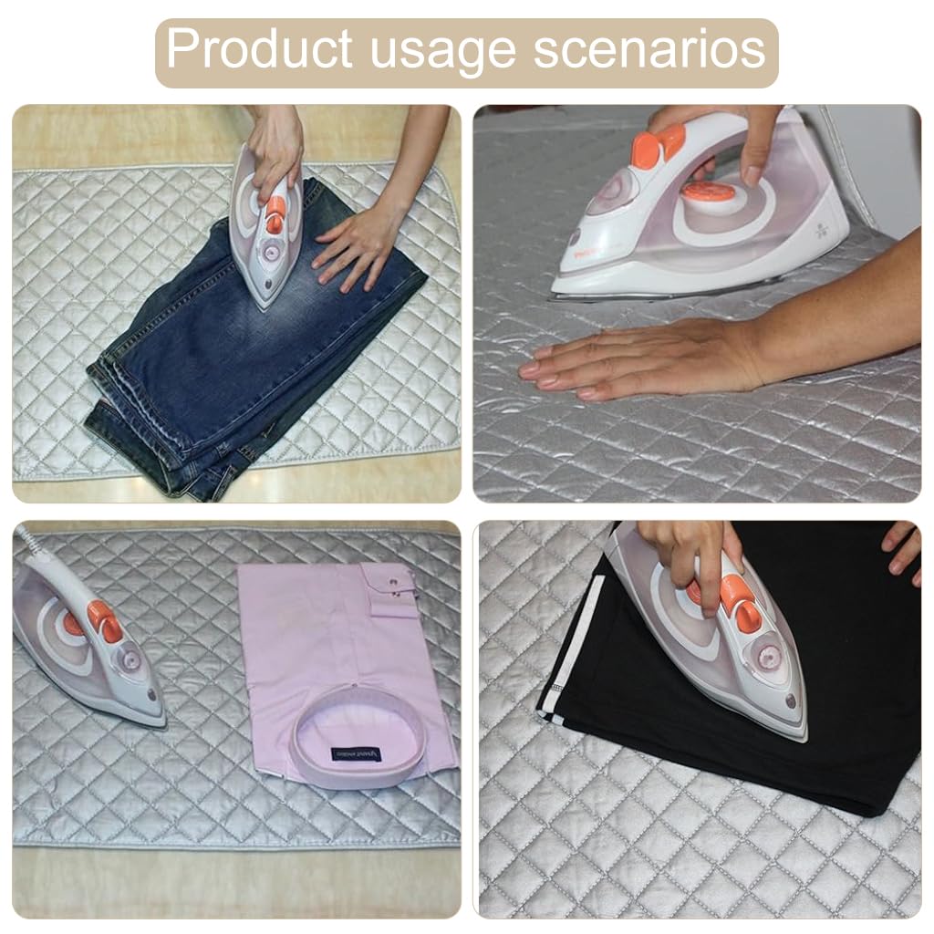 HASTHIP® Ironing Mat 18.8x33.5 Inches Cotton Ironing Pad Mat 180 Degree Heat-Resistant Ironing Mat Non-slip Cotton Ironing Cushioning Pad Foldable Ironing Mat Pad