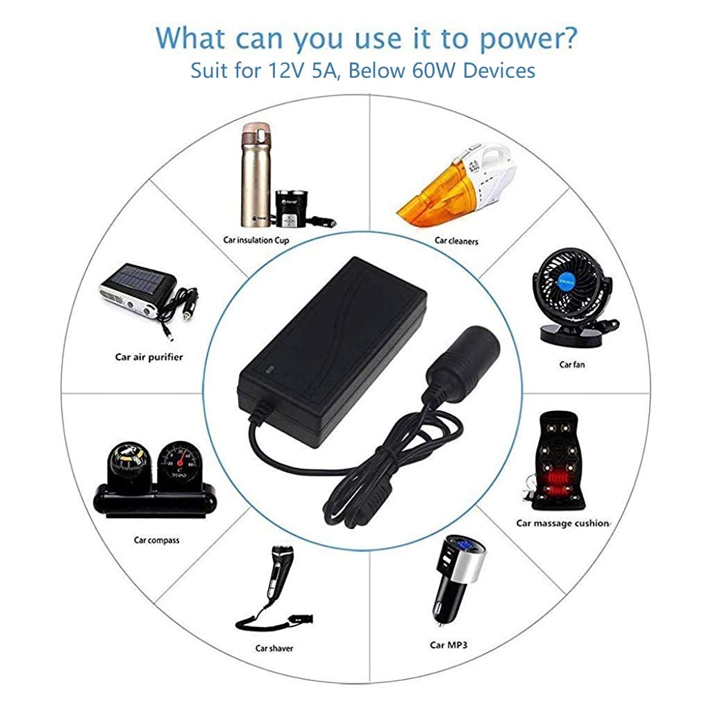STHIRA AC Power Converter for Car Devices with 12V 5A 60W Output | EMI Filter Stability