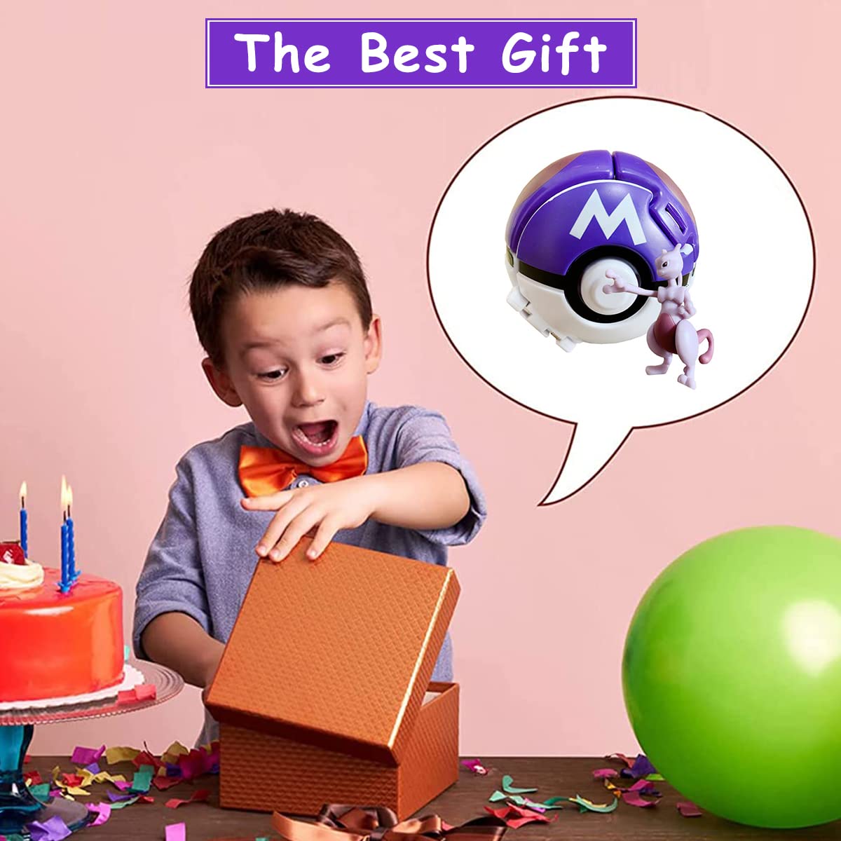 PATPAT® Poke-mon Toy Mewtwo Figures with Poke-mon Ball Toy Figures Poke-mon Charizard Figures Toy Desk Decoration Birthday Gift Children's Day Gift Toy for Kids (Mewtwo)