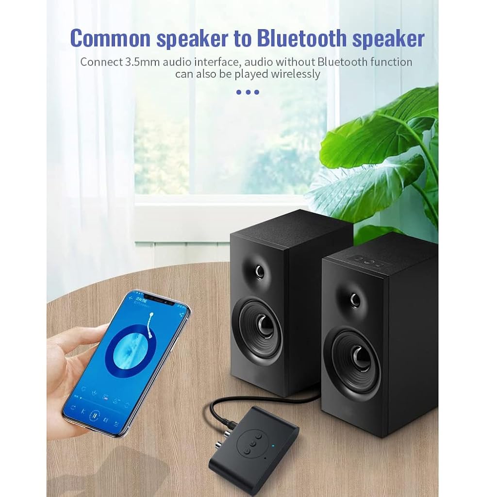 Verilux® Bluetooth 5.0 Music Receiver NFC Bluetooth 5.0 Audio Receiver for Home Car Office RCA Stereo Audio Cable 3.5mm Audio Port