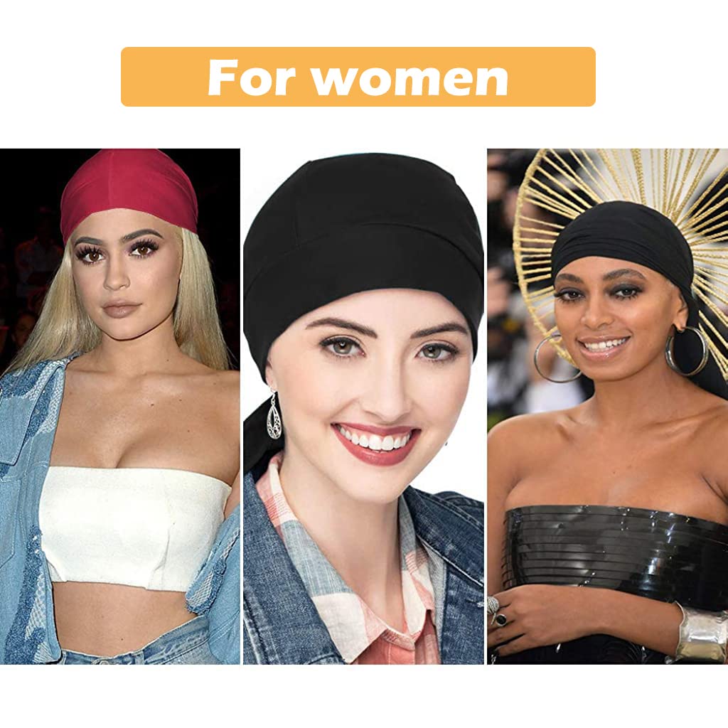 Zibuyu Silk Durag for Men and Women with 103cm Extra Long Straps | 12PCS Polyester Headwear
