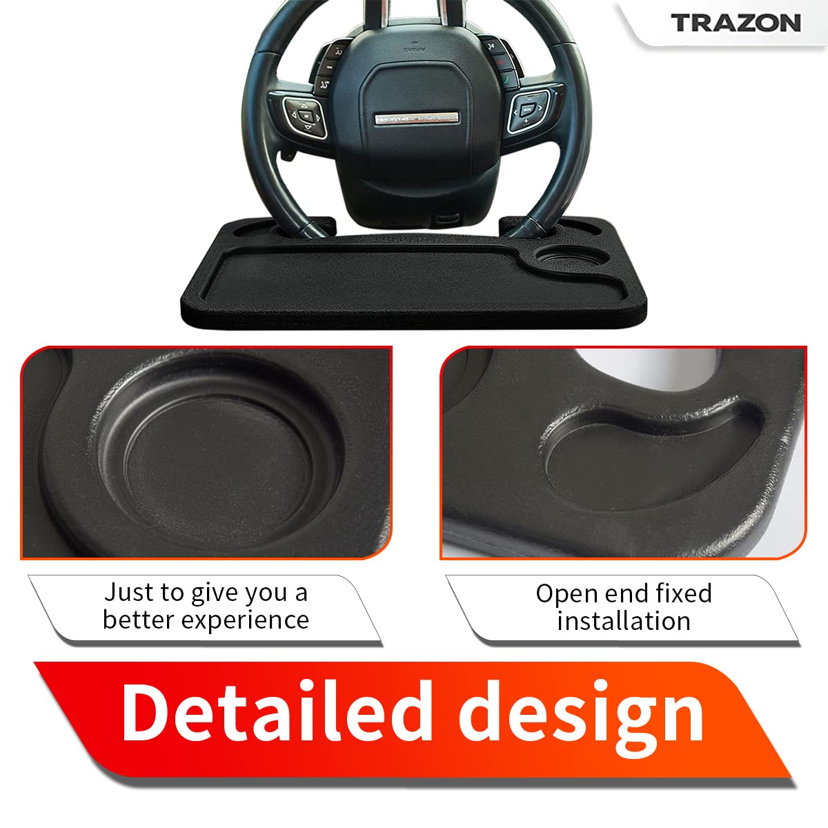 STHIRA® Detachable Tray on Steering Wheel for Laptop & Food Long Portable Steering Wheel Tray Long Time Driving Self Driving Tour Essentials Use