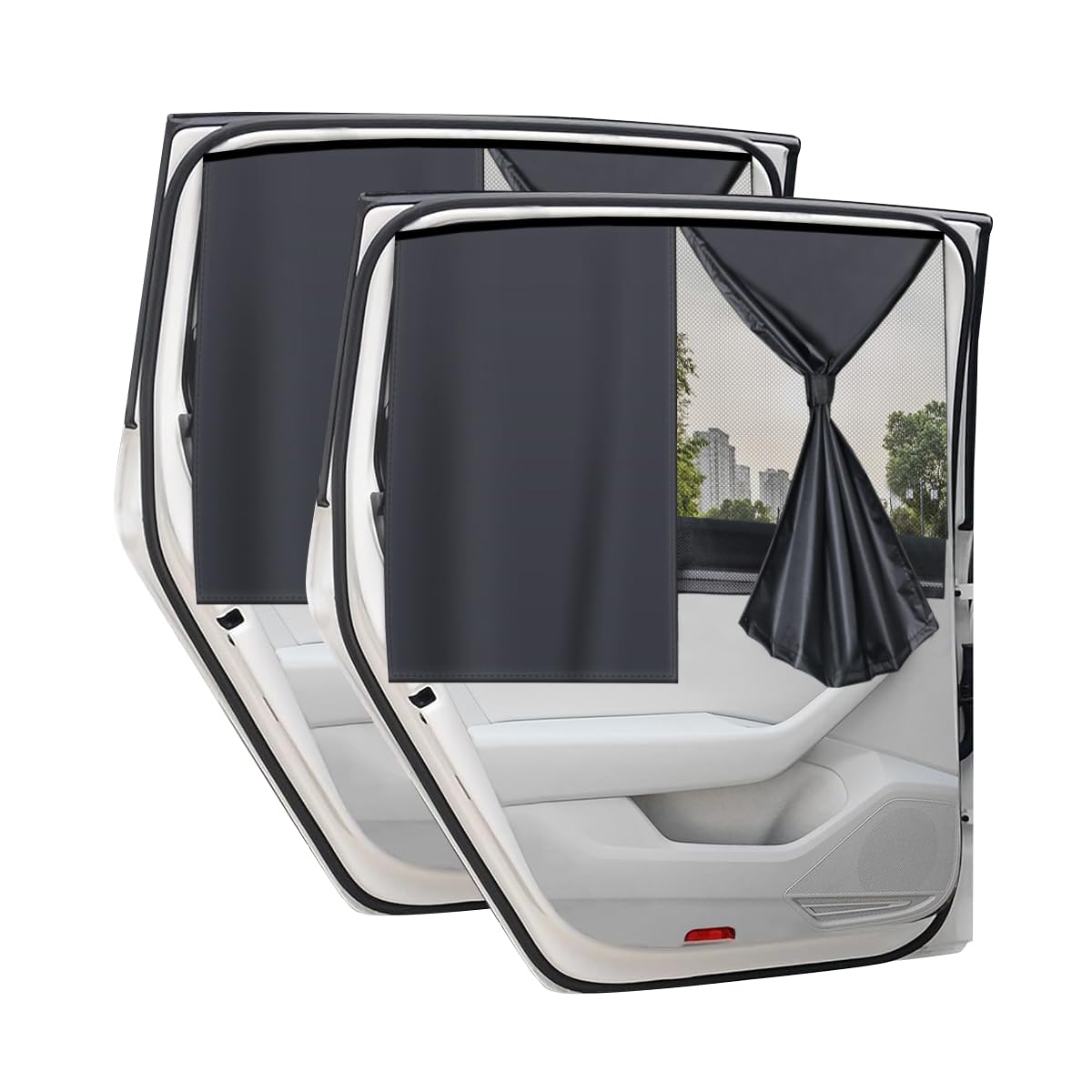 STHIRA Window Magnetic Sliding Curtain for Car with 10 Magnets and 27.9x16.1 in Double-Layer Mesh | UV Protection and Privacy