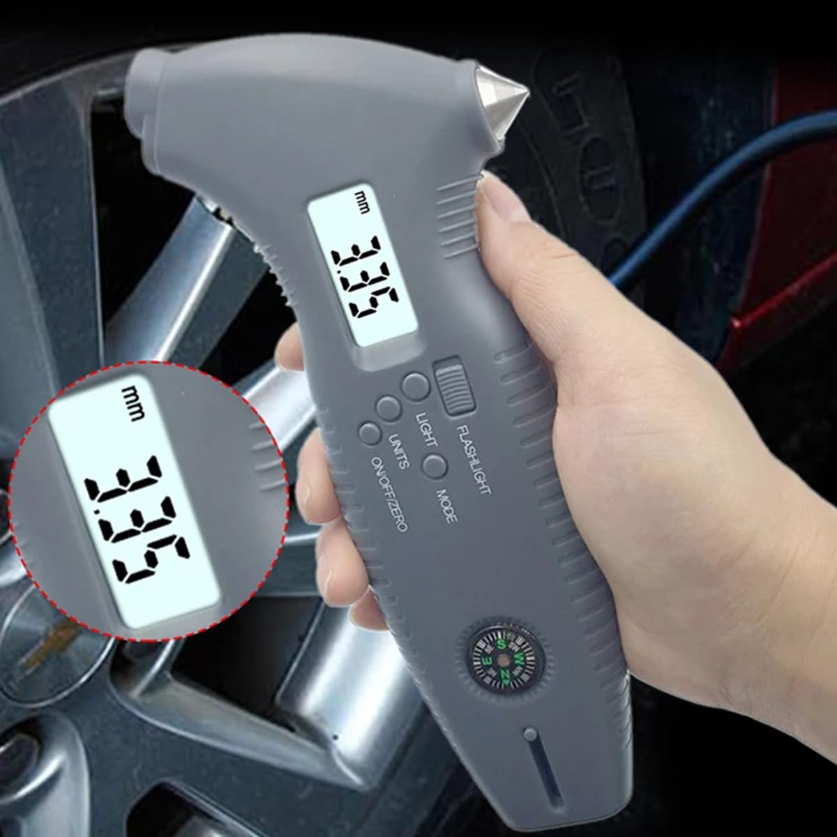 STHIRA Digital Tyre Air Pressure Gauge for Cars with 0–200 PSI LCD Display | 8 in 1 Safety Tool