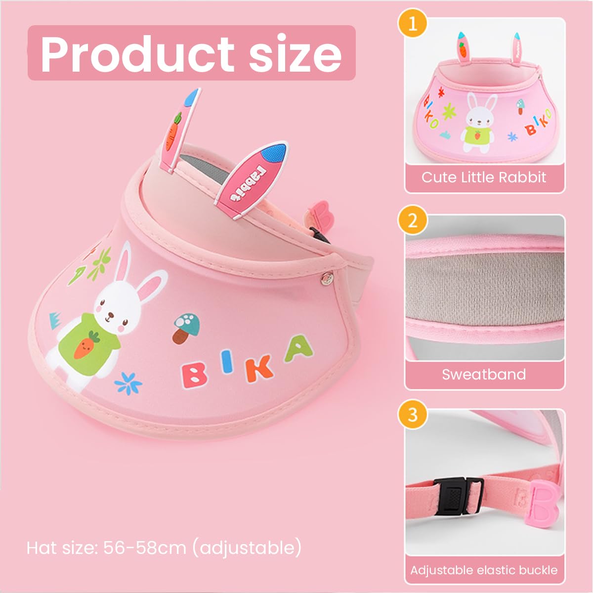 Venzina Sun Hat for Kids with Elastic Band and Flexible Wide Brim | UV Protection Pink