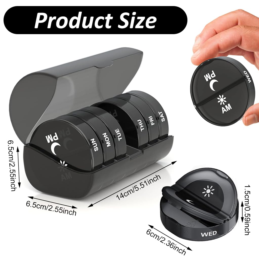 ZIBUYU Pill Organizer for Weekly Medication with 7 Compartments and Two Tier Design | BPA Free Travel and Home Case