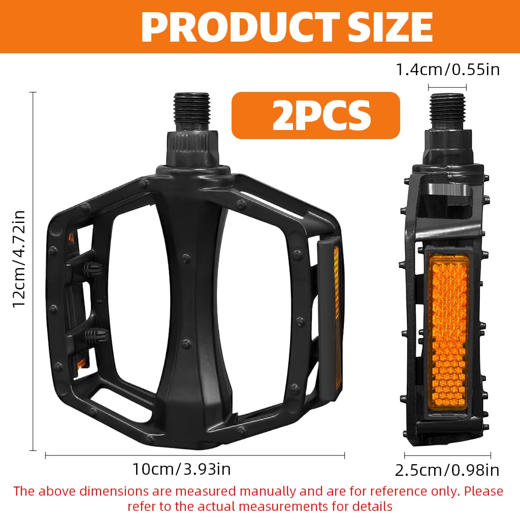 Proberos Bike Pedals for Adult Bikes with 1/2 and 9/16 Adapters featuring 360° Reflective Strips | Lightweight Aluminum Alloy