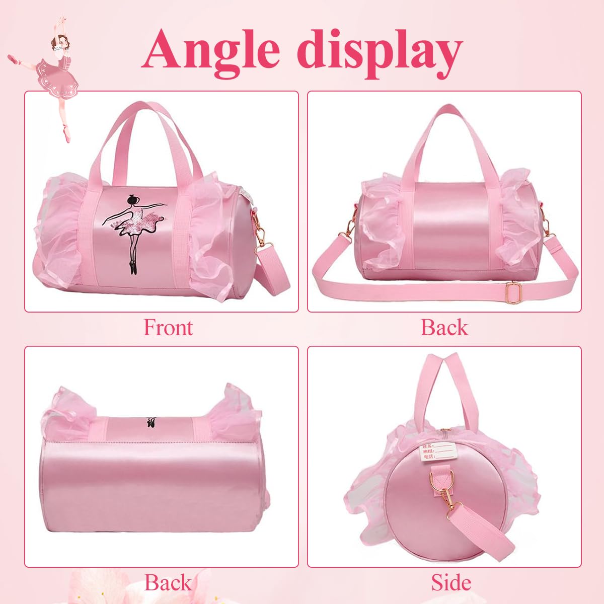 PALAY® Travel Duffel Bags for Girls Sport Dance Class Storage Bag Handbag Waterproof Duffel Bag for Picnic with Shoulder Strap