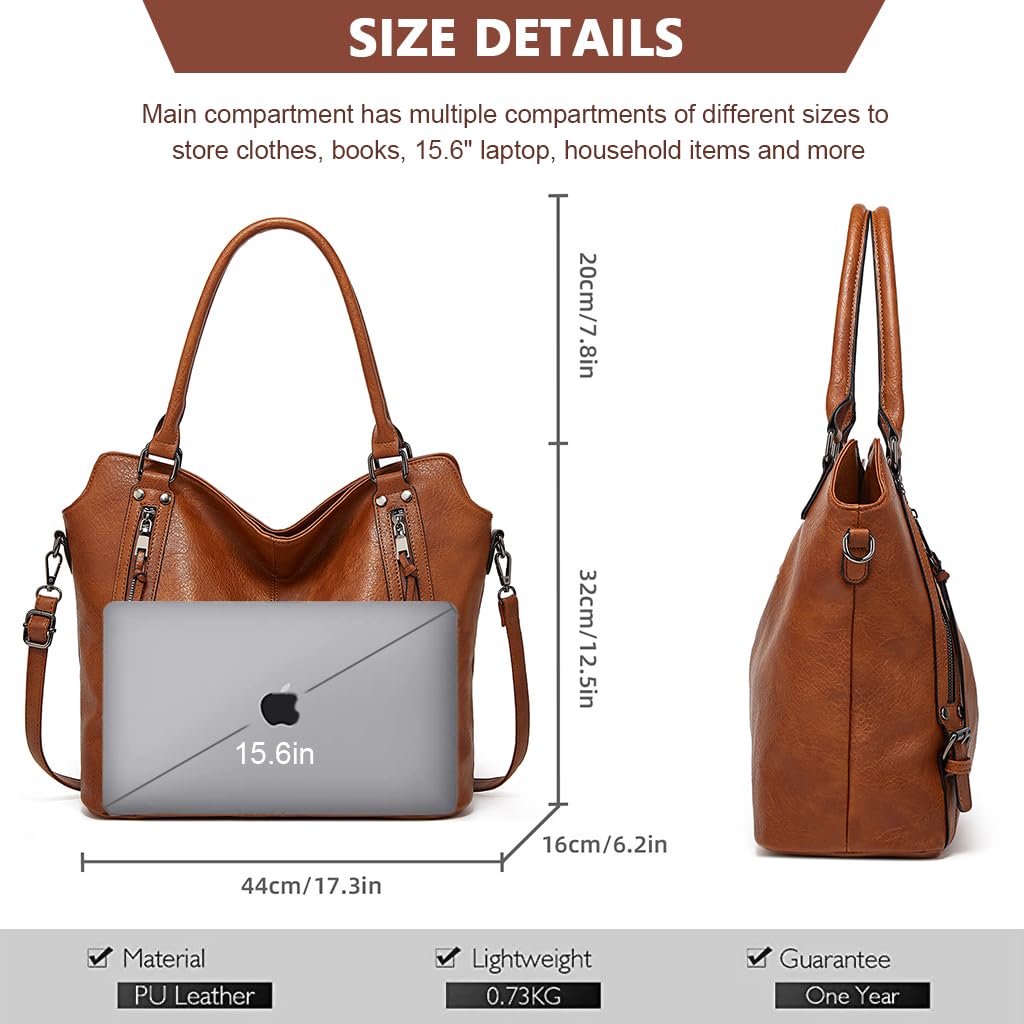 PALAY Women Tote Bag for Work and Travel with Multi Pockets | Fits 15.6 in Laptop Brown