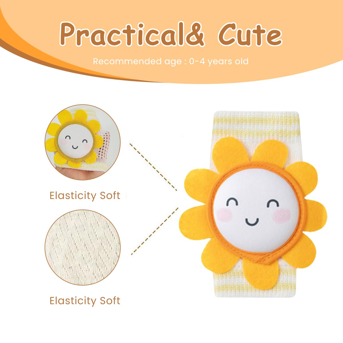 SNOWIE SOFT Baby Knee Pads for Crawling with Anti Slip Elastic Sleeve | 2 Pair Breathable Protection for Infants Toddlers