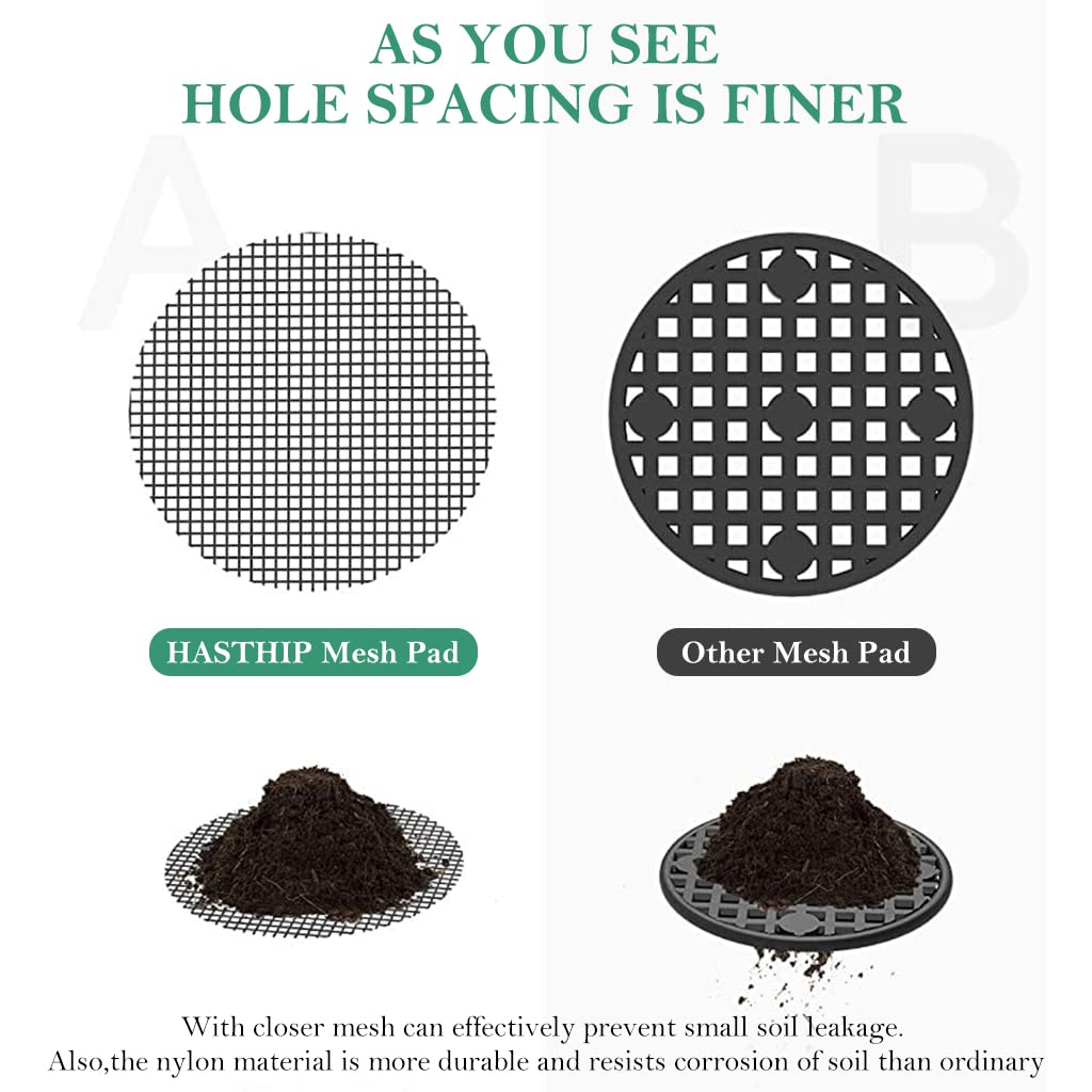 HASTHIP Flower Pot Hole Mesh Pad for Bonsai and Succulent Planters 50 pcs 10 cm | Reusable Polyamide Screen Reduces Soil Loss and Improves Drainage