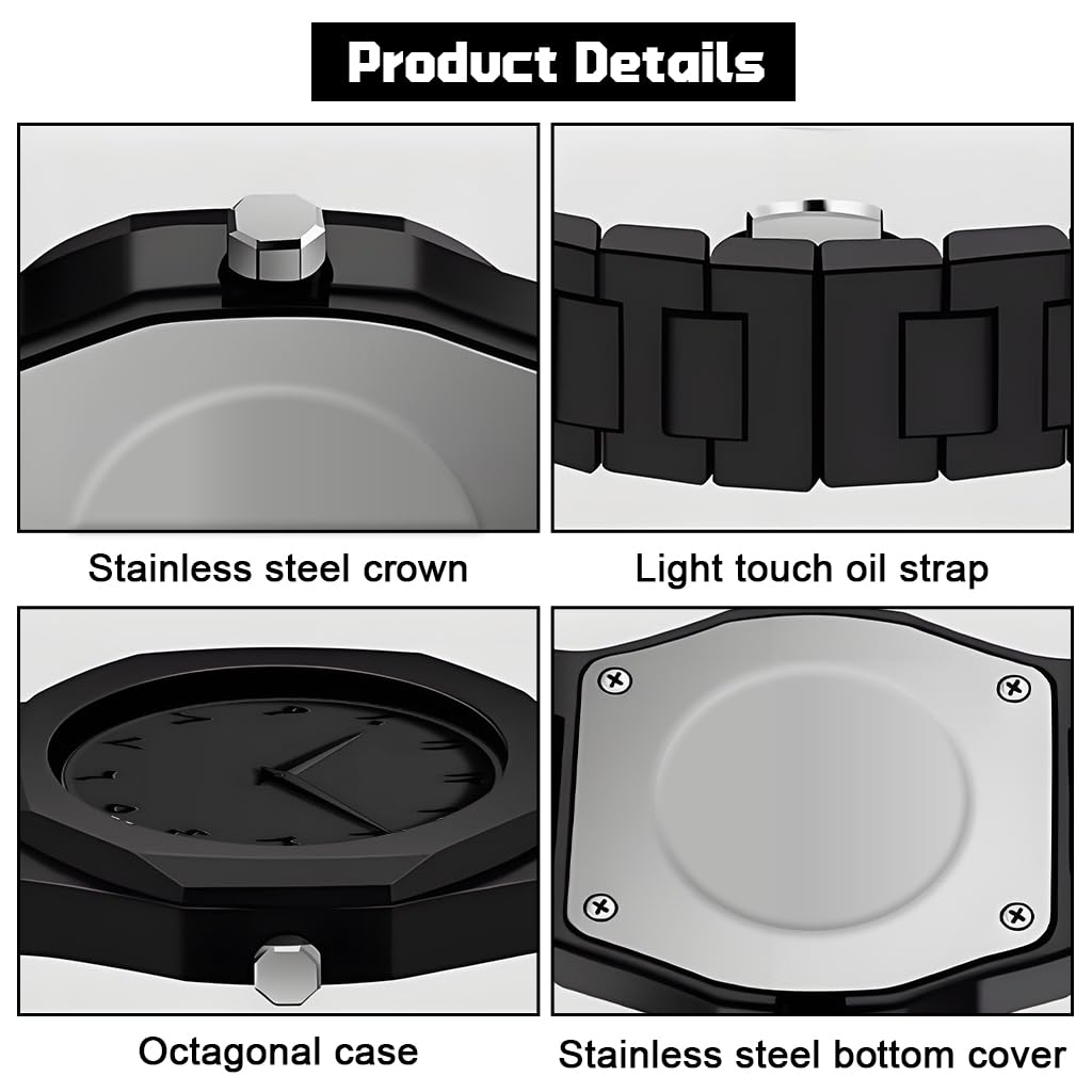 PROBEROS Watch for Men featuring Black Octagonal Case and Analog Mechanism | Gift Box Set