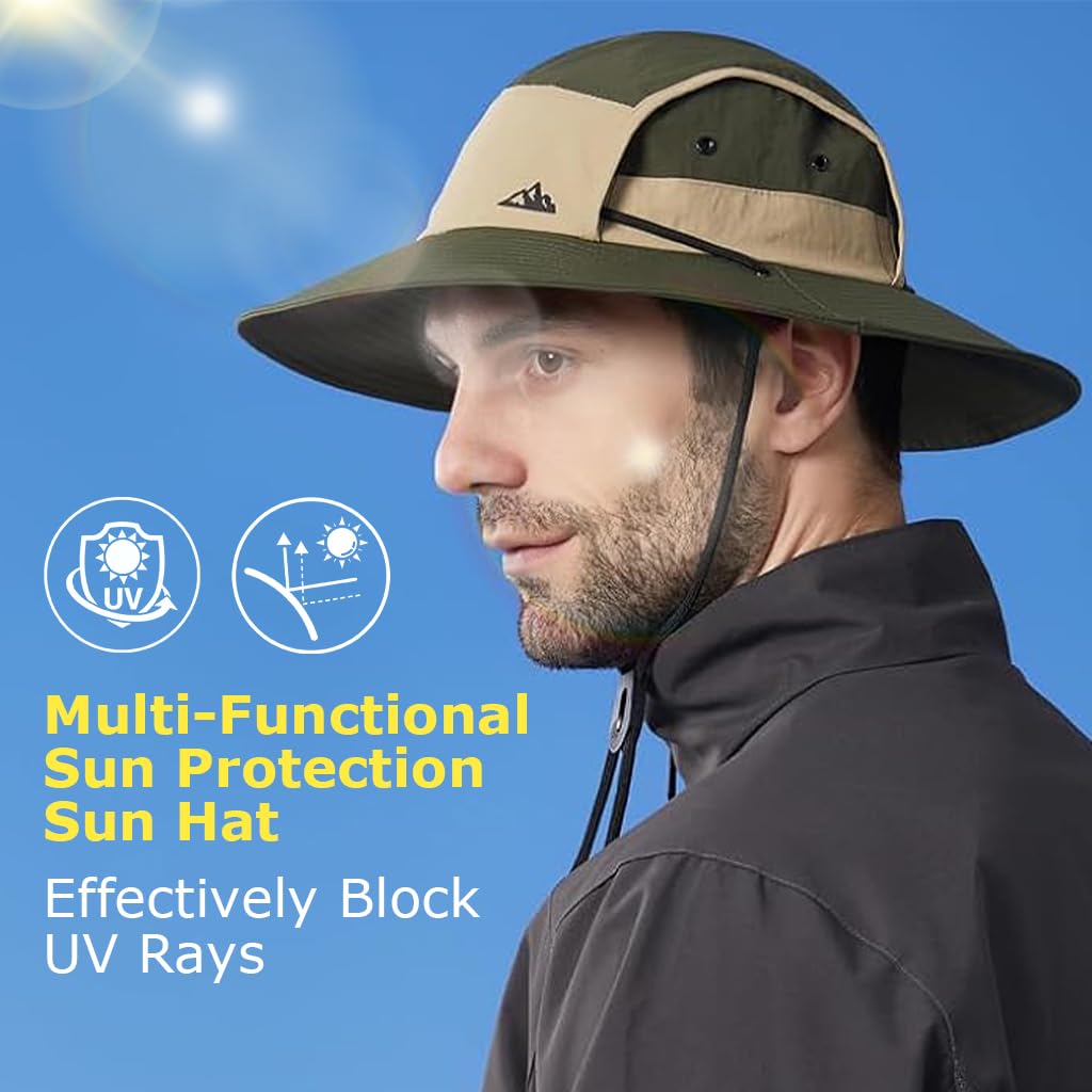 GUSTAVE Sun Hat for Hiking and Gardening with 11 in Neck Flap and Mesh Face Cover | Breathable Cotton UV Protection