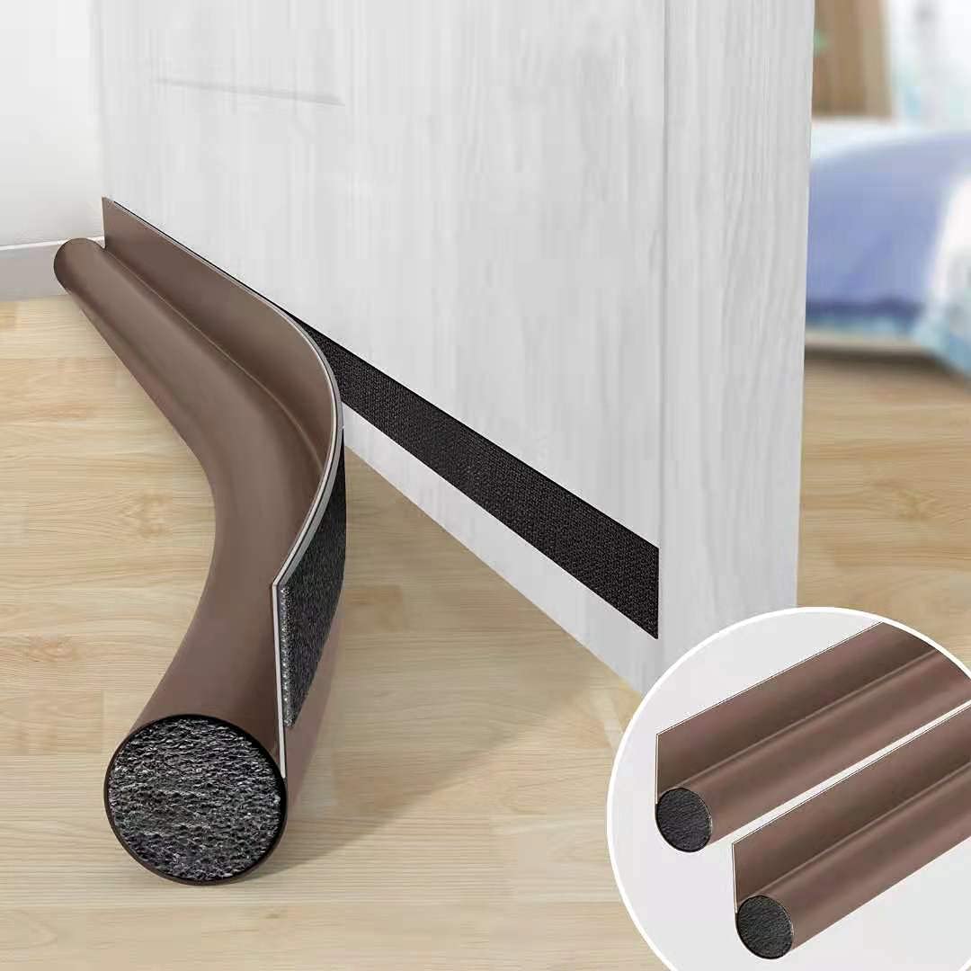 HASTHIP® 2 Pack Door Bottom Sealing Strip, 37.4'' Length Flexible Door Draft Stopper Weather Stripping, Self Adhesive Door Gap Strip Suitable for Interior/Exterior Doors (Brown)