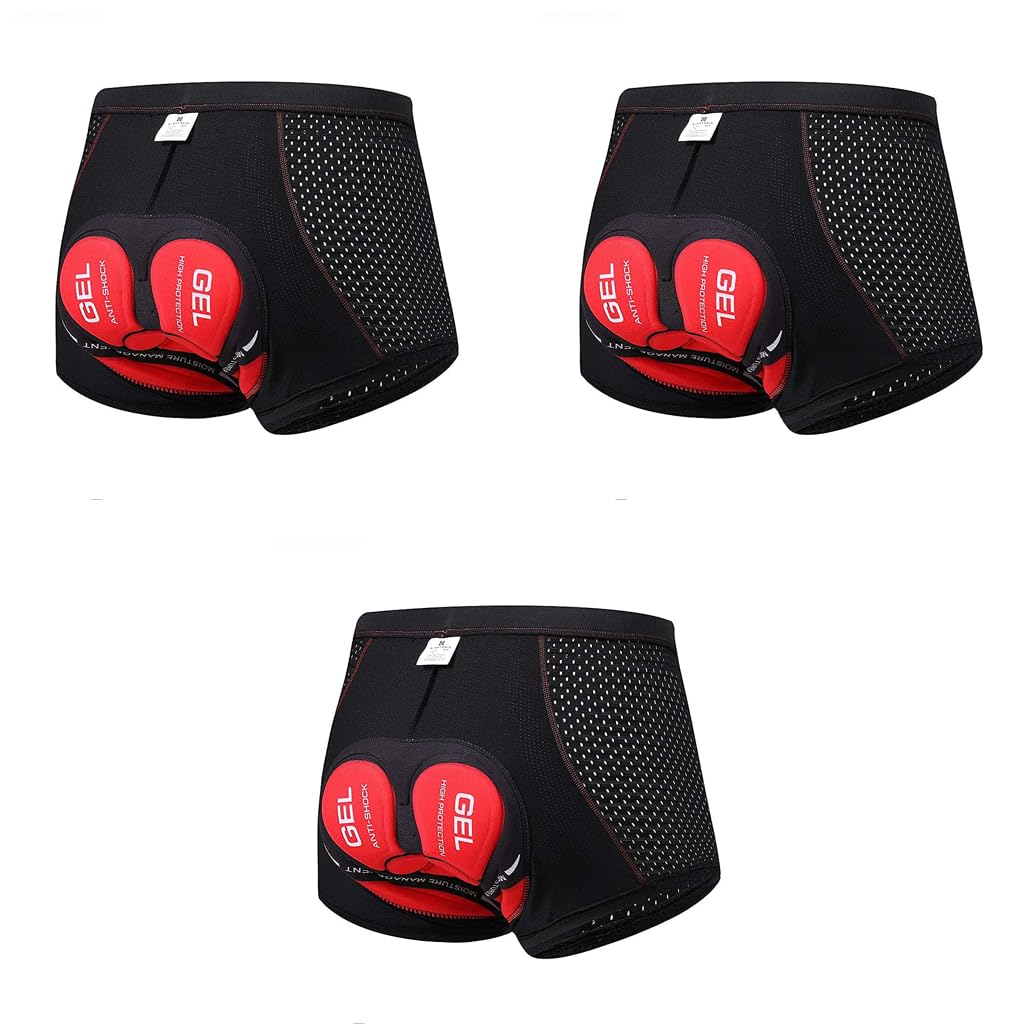 PROBEROS Cotton Cycling Shorts for Men and Women with 3D Gel Foam Padding | 3PCS Black