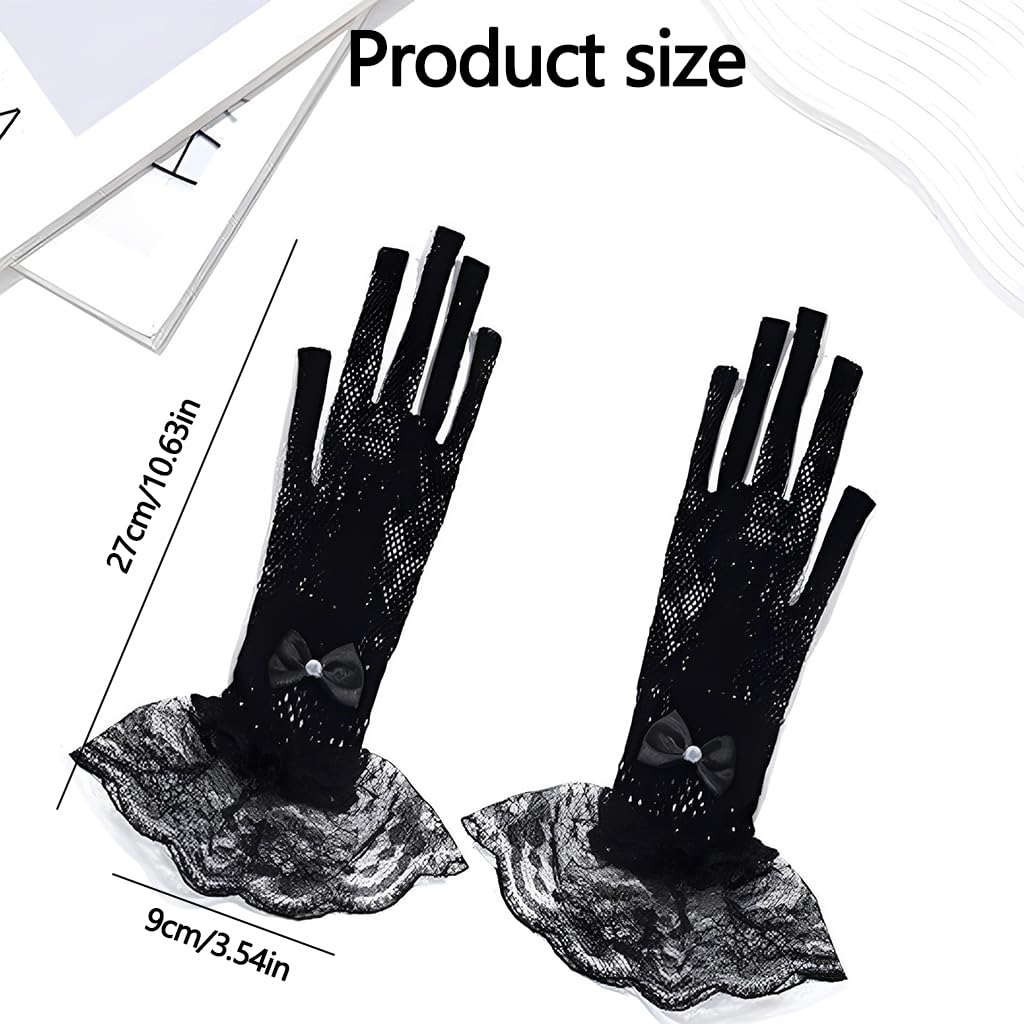 Zibuyu Women's Short Lace Gloves for Weddings and Parties featuring Sheer Floral Design