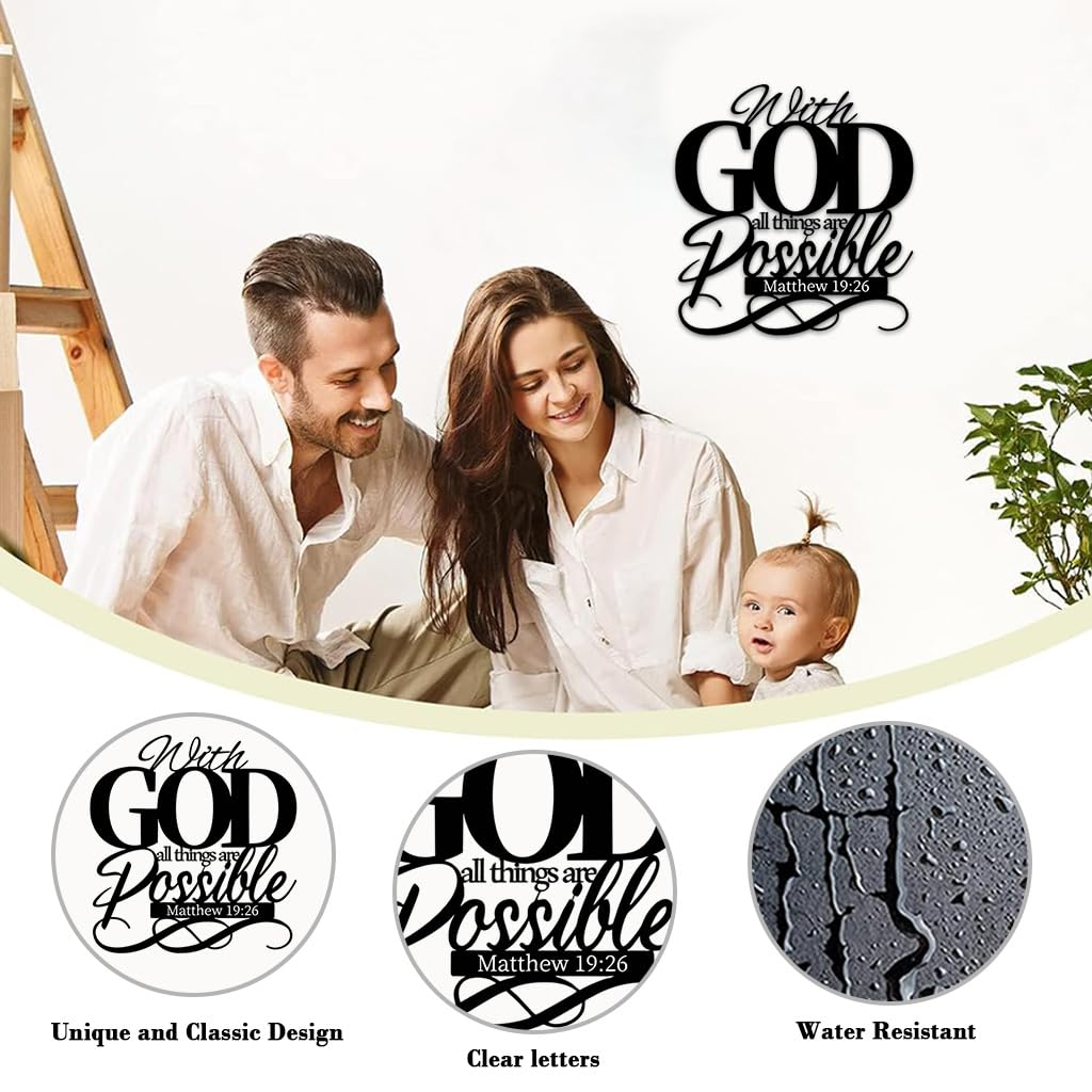 HASTHIP Metal Cutout Wall Ornament for Home Decor with Art Font Design 11.18x11.8 in | Inspirational Hanging Sign