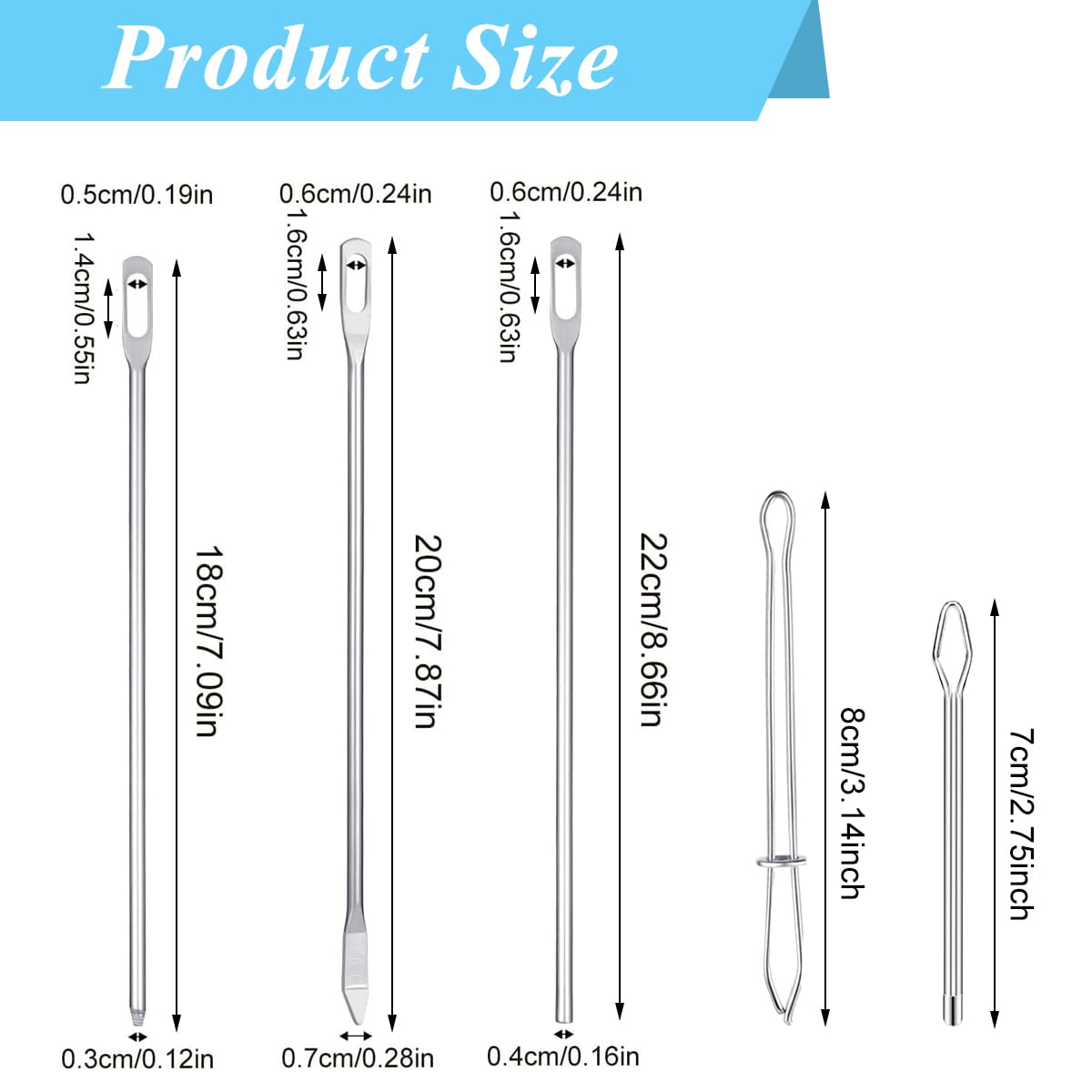 HASTHIP Drawstring Threader Tool Set for Sewing and Crafts with 8 Pcs 22cm Metal Hooks | Stainless Steel Loop Turner and Flexible Plastic Threader