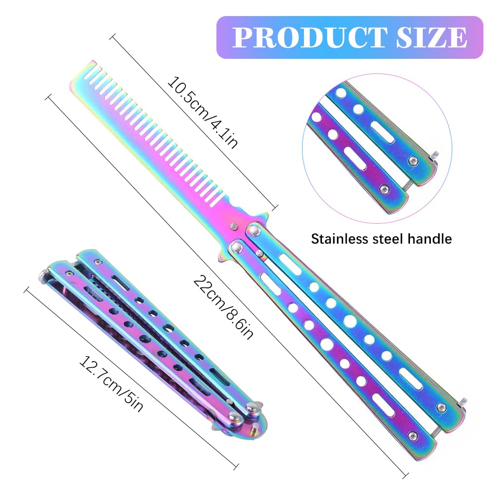 Proberos Butterfly Knife Trainer for Beginners with 22 cm Folding Comb | Stainless Steel Safe Practice Tool