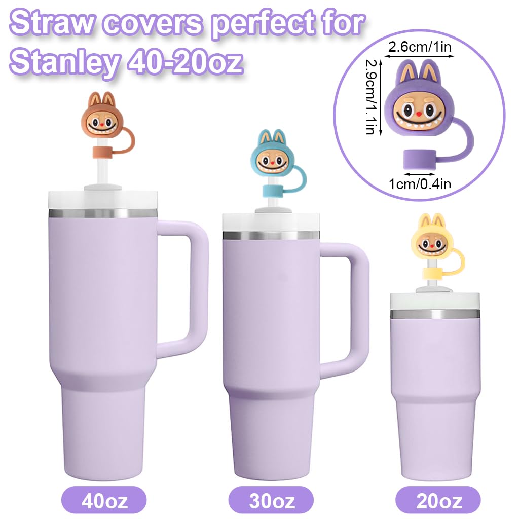 Fancyku Silicone Straw Caps for Tumbler Cups featuring 10Pcs Cartoon Designs | Reusable 10mm Covers
