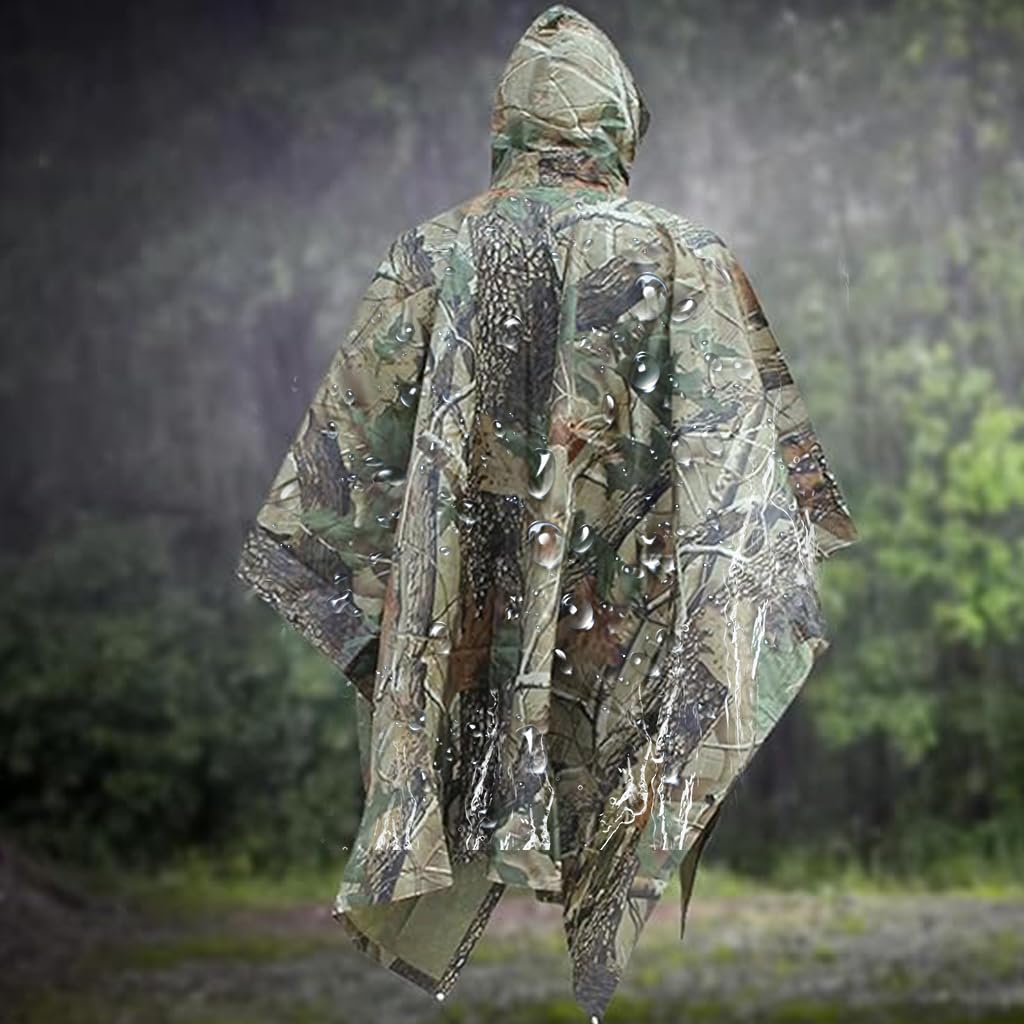 GUSTAVE Camping Rain Poncho for Adults featuring 3 in 1 waterproof design for outdoor use | ideal for hiking and camping