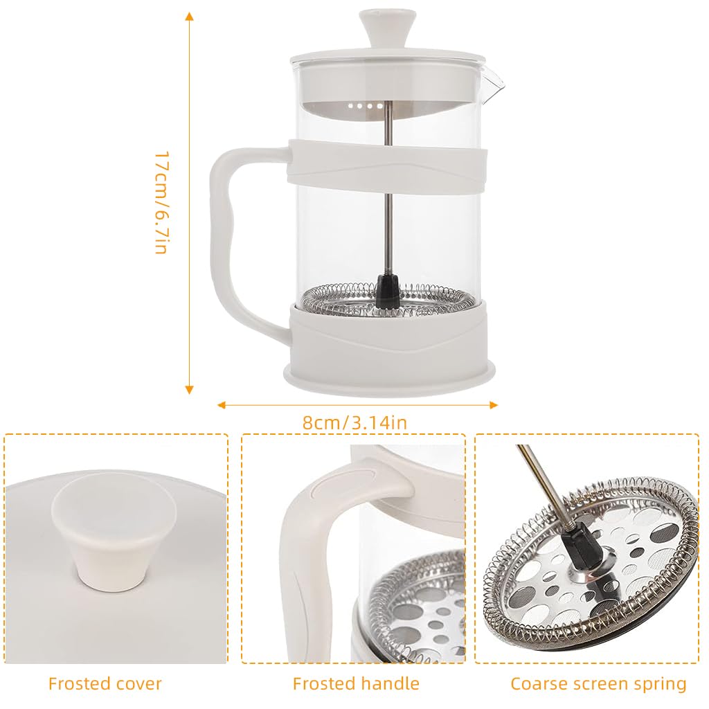 Supvox® French Press Coffee Maker 350ML 12oz 3 Part Superior Filtration 304 Stainless Steel Coffee Maker with German Heat-Resistant Borosilicate Glass Rust-Free Dishwasher Safe