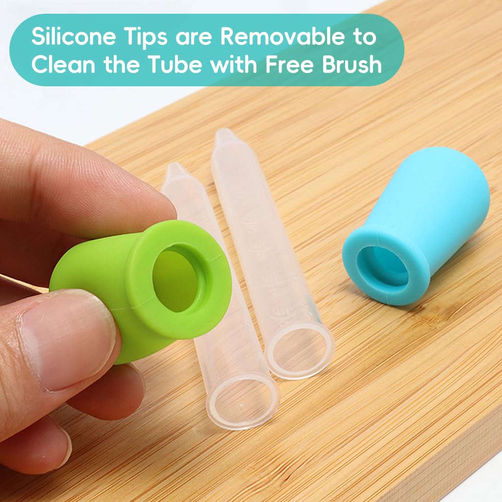 HANNEA Baby Medicine Droppers 10pcs 5ml for Infants with Flat Tip & Silicone Caps | Food Grade PP