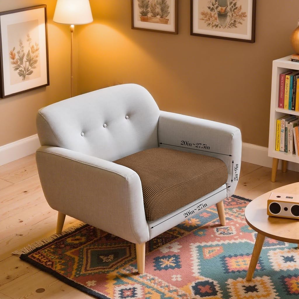 HASTHIP Sofa Seat Cushion Slipcover for 50–70cm Mats with Stretchy Slip‑On Fit | Brown Textured Cover