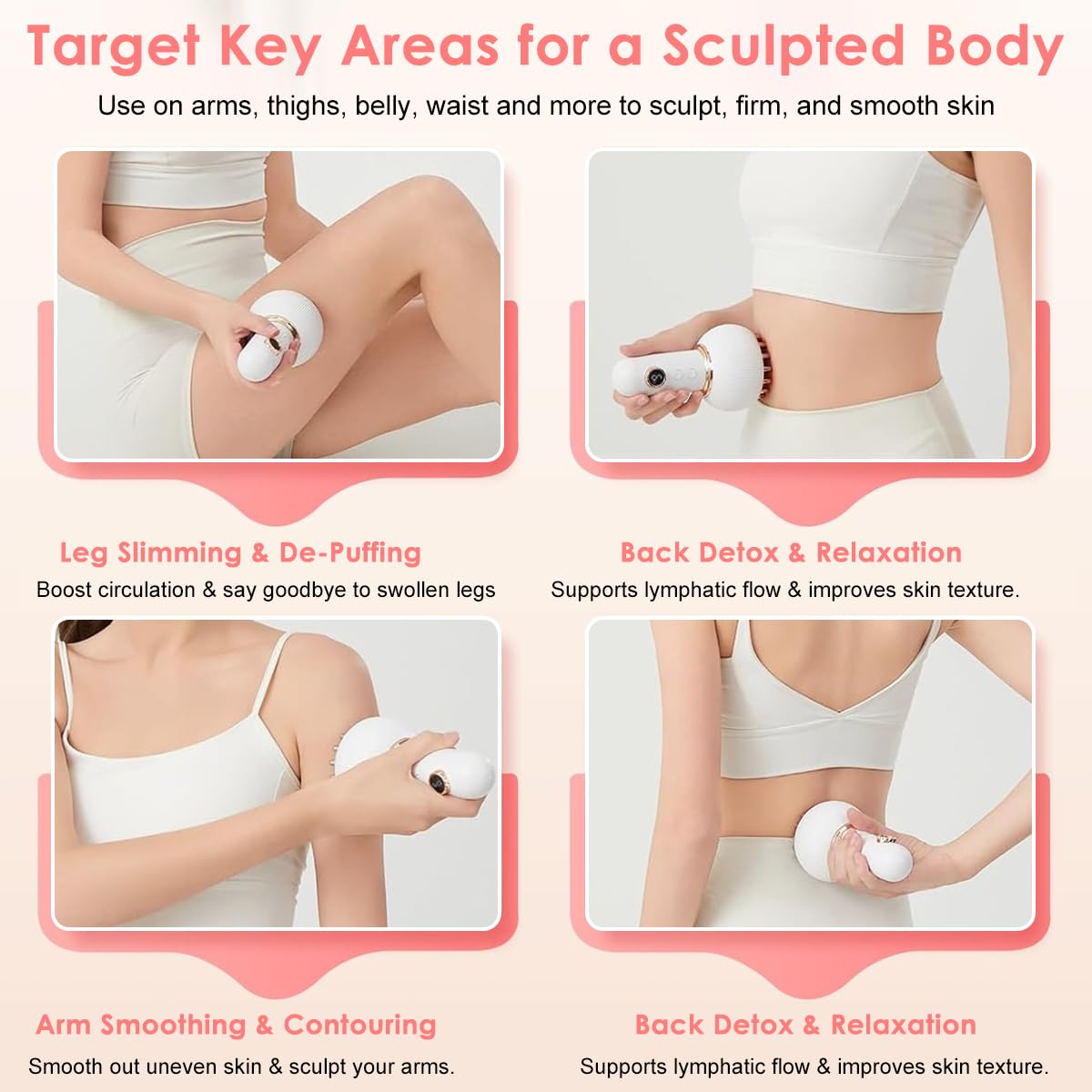 HANNEA Lymphatic Drainage Massager for Legs and Arms with Microcurrent and Heat | Rechargeable White