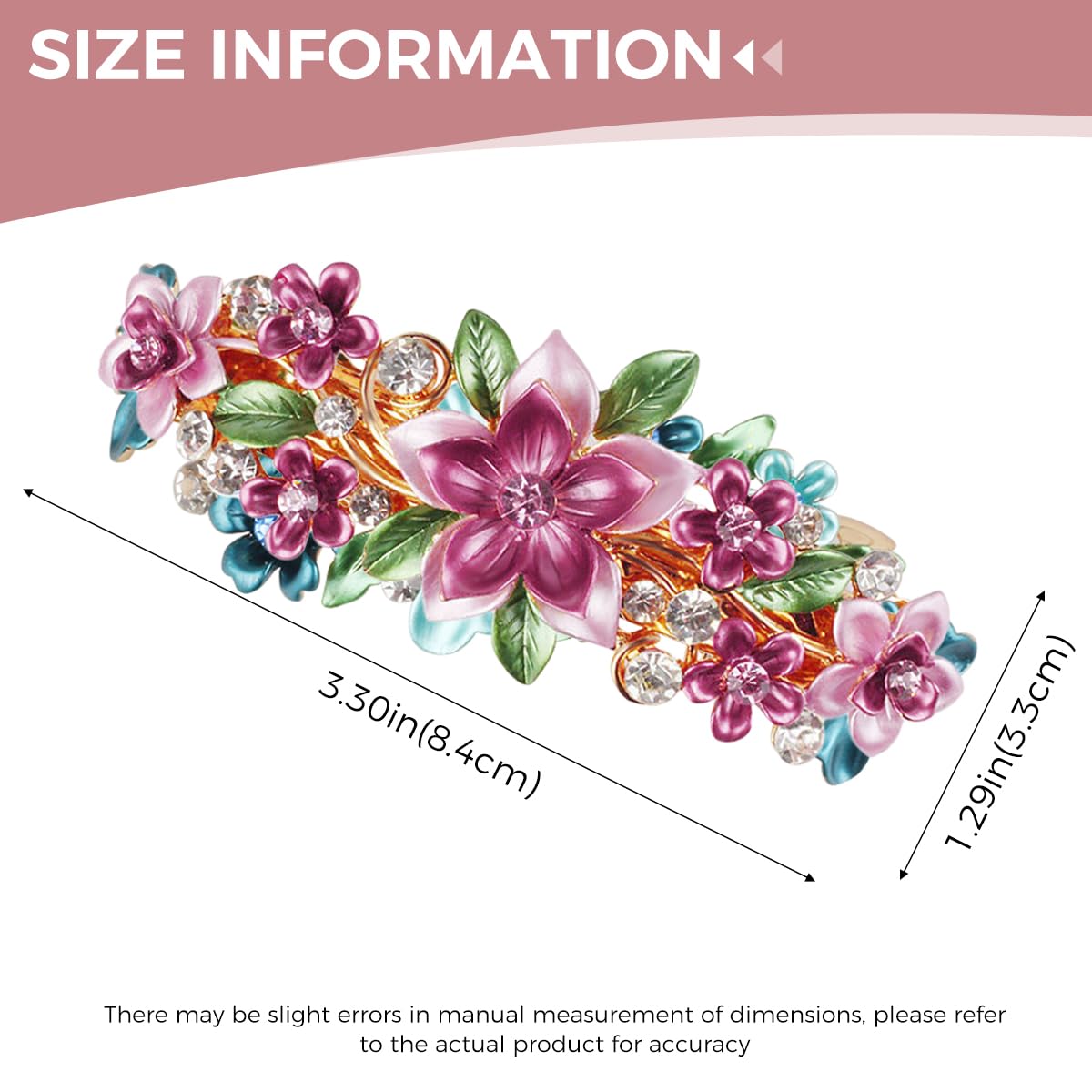 MAYCREATE Barrette Hair Clips for Women featuring Metal Alloy and Rhinestone Flowers | Elegant Daily Accessory