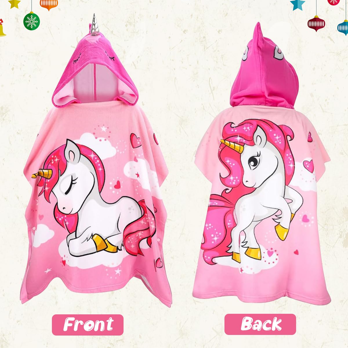 SNOWIE SOFT Bath Towel for Kids featuring Hooded Unicorn Cloak 75 x 150 cm with Bag | Pink