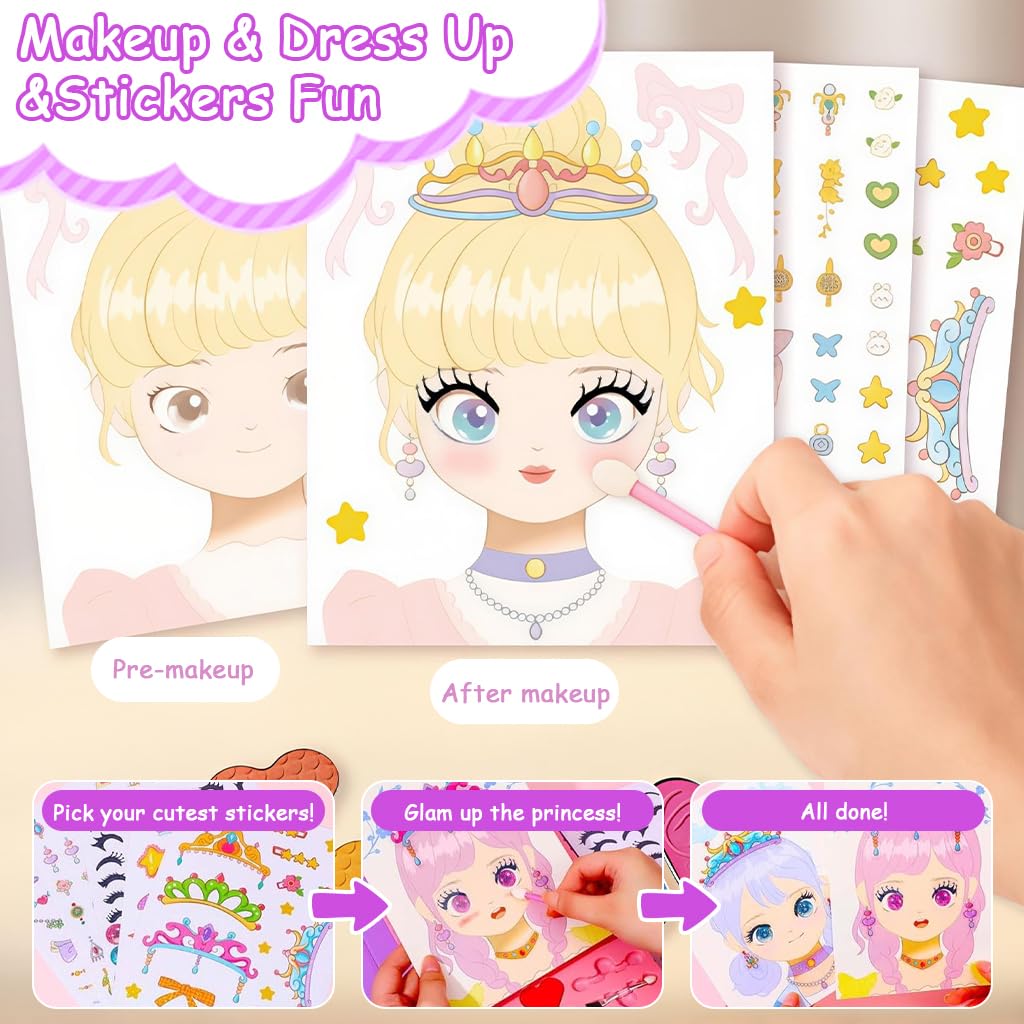PATPAT DIY Princess Dress Up Magnetic Toys for Girls featuring 25 Art Cards & 4 Play Modes | Creative Gift for Ages 5–10