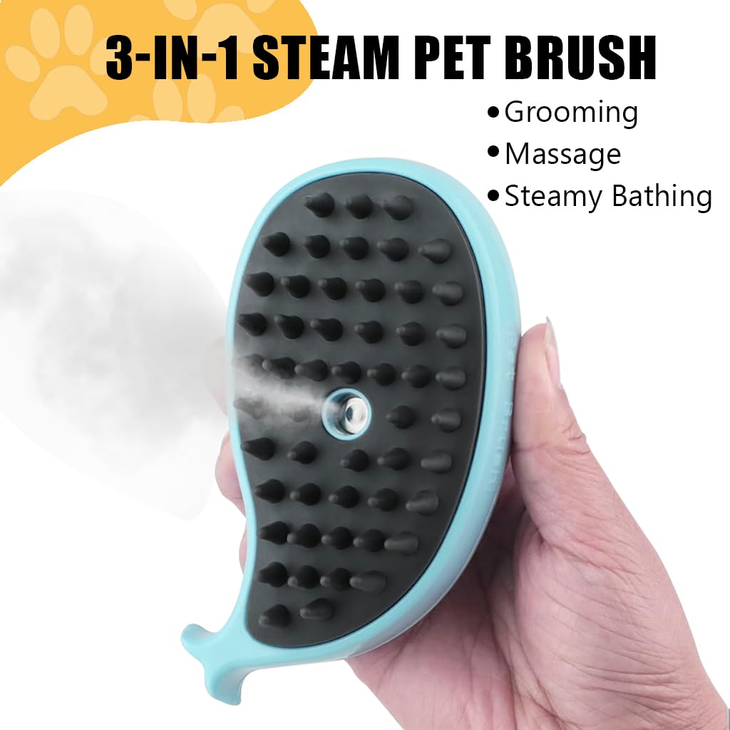 HASTHIP Electric Steam Brush for Dogs and Cats with Massage | USB Rechargeable Grooming Tool