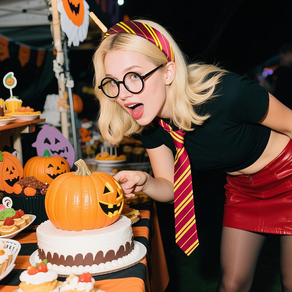 PATPAT Wizard Cosplay Costume for Halloween with 3Pcs Necktie Glasses and Headband Set