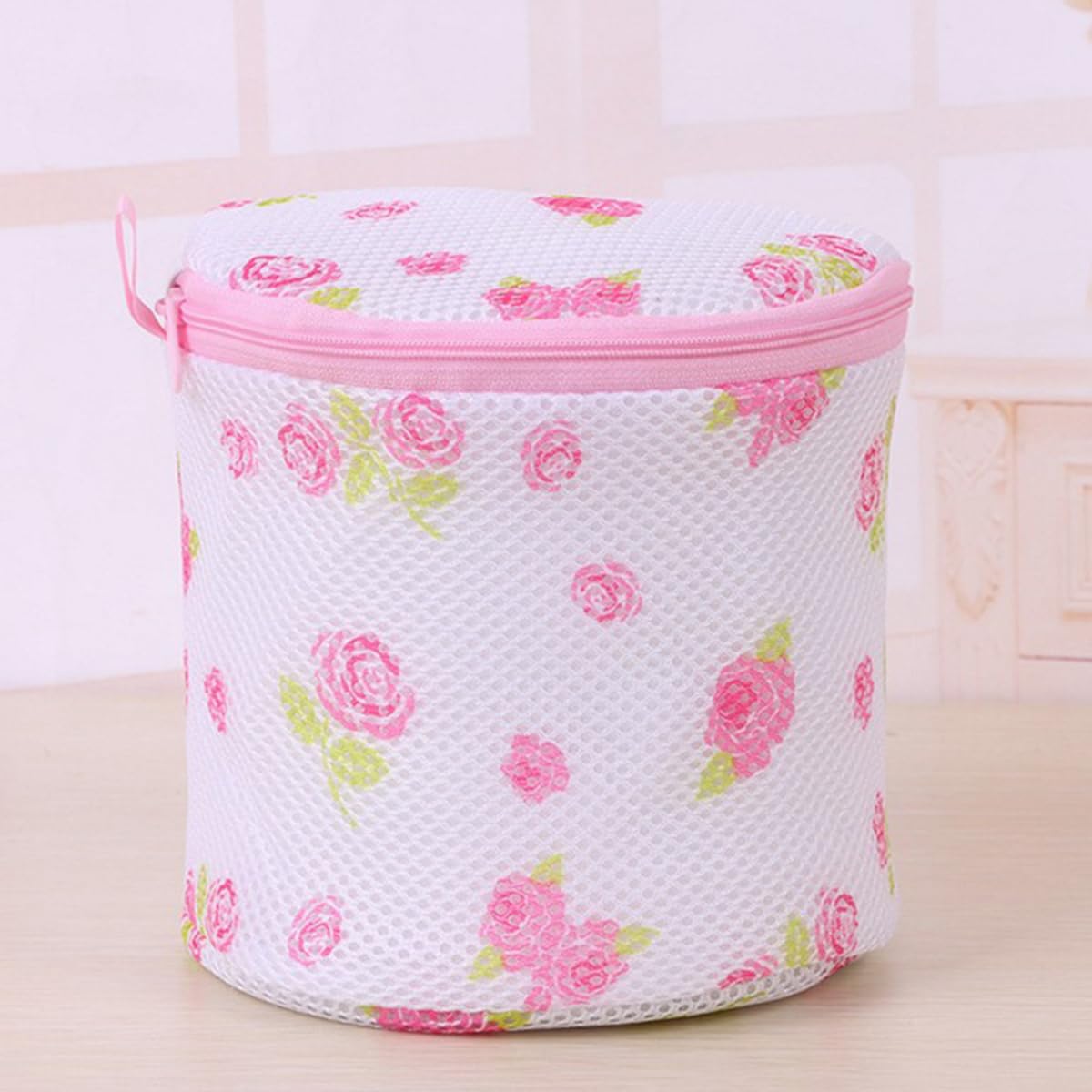 HASTHIP Underwear Laundry Bags 2Pcs Mesh Zipper Pouch with Rose Print for Travel | Clothing Washing Organizer