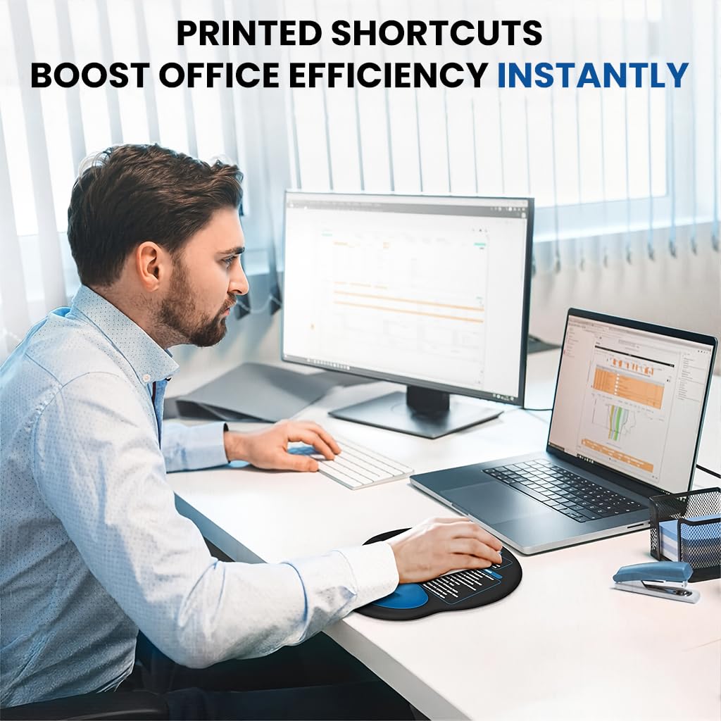 ZORBES Mouse Pad with Wrist Rest for Computer Desk featuring Memory Foam Support & Excel Shortcuts