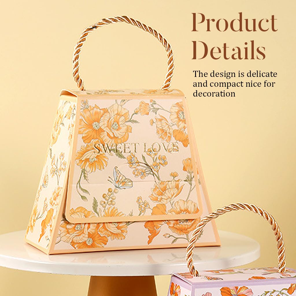 HASTHIP Decorative Paper Folding Storage Box for Gifts and Weddings 20pcs 13x6.5x10.8cm with Rope Handle | White Cardpaper Design