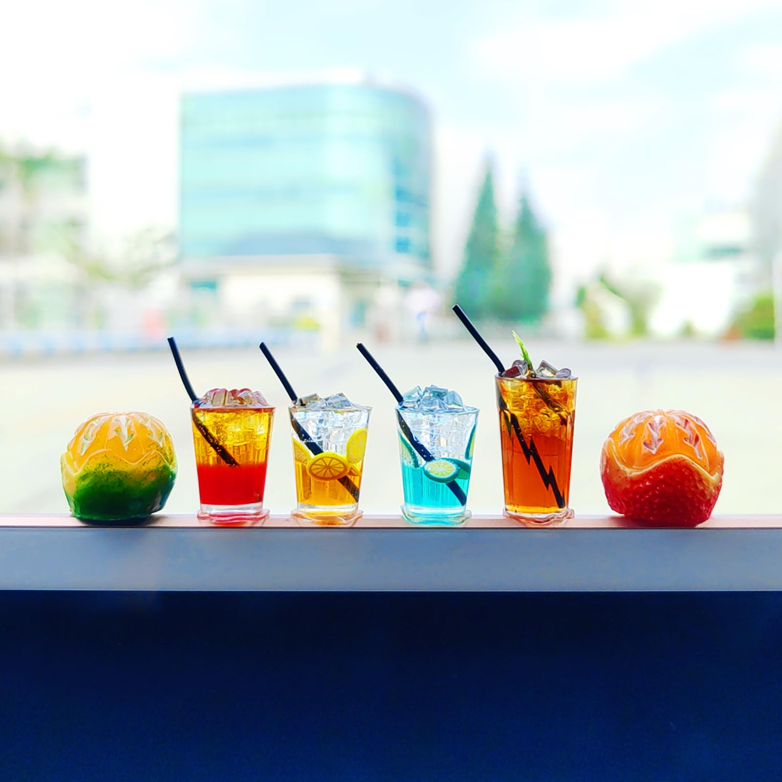 STHIRA® 6Pcs Mini Car Ornaments Dashboard Decoration Fashion Summer Drinks Cup Series Cute Car Ornaments for Car Door, Window, Central Control, Top of the Screen