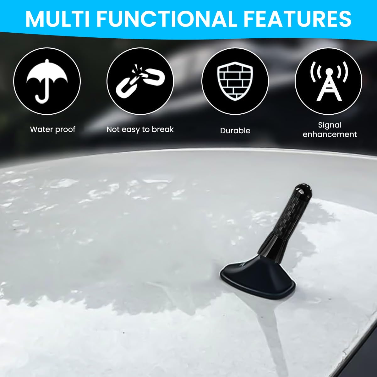 STHIRA Car Short Antenna for Roof or Trunk featuring Carbon Fiber Sporty Design 1.37 in 2PCS