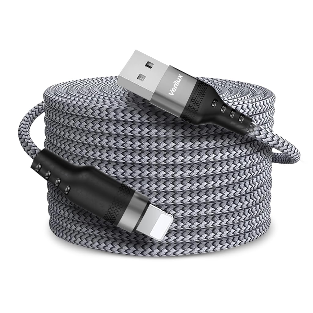 Verilux® Light-ning Charging Cable 62W 3.1A Fast Charging Cable 10ft Long Light-ning Charging Cable Data Cable Support 480Mbps Data Transmission Compatible with Phone, Tablet, PS5