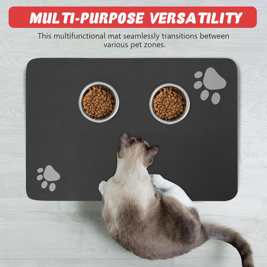 Qpets® Black Pet Feeding Mat