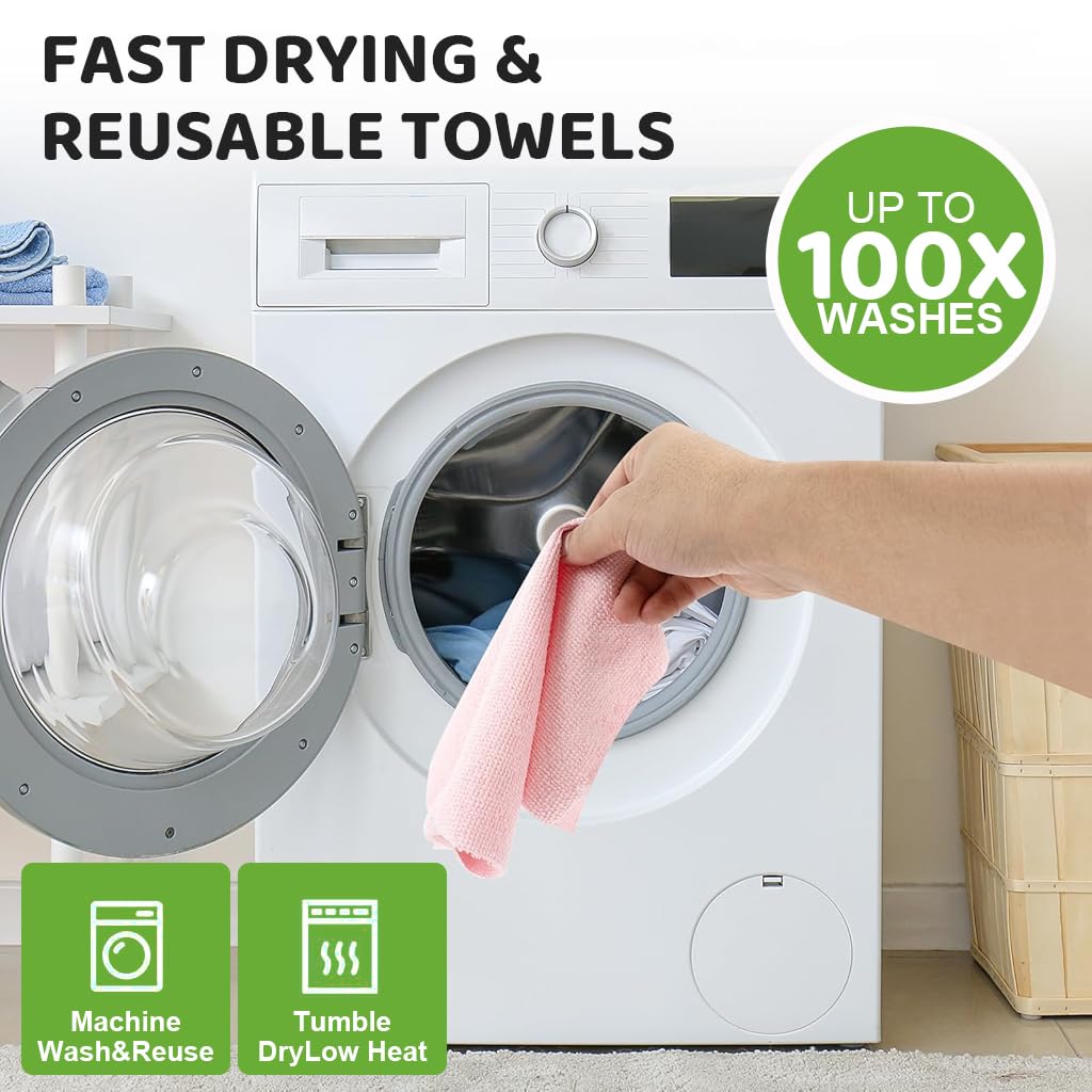 HASTHIP Microfiber Cleaning Cloth Roll for Kitchen with 150 Pre-Cut 25x25cm Reusable Wipes