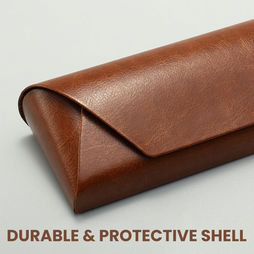 Zibuyu Glasses Case with Button Closure and 165x65x40mm Hard Shell Brown for Men and Women